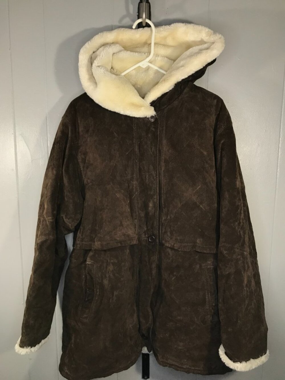 Vintage Marvin Richard’s J Percy Chocolate Suede Faux Shearling Sherpa Coat XL